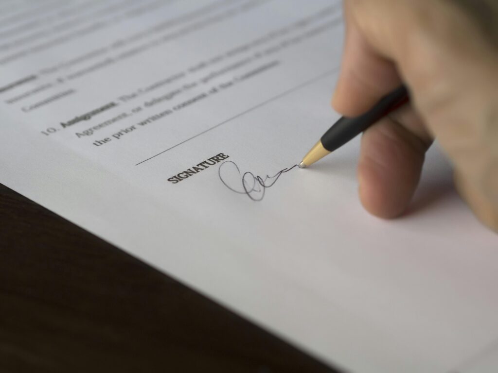 business contract signing