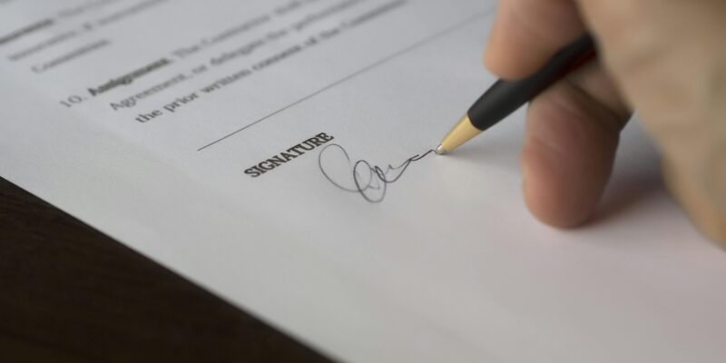 business contract signing